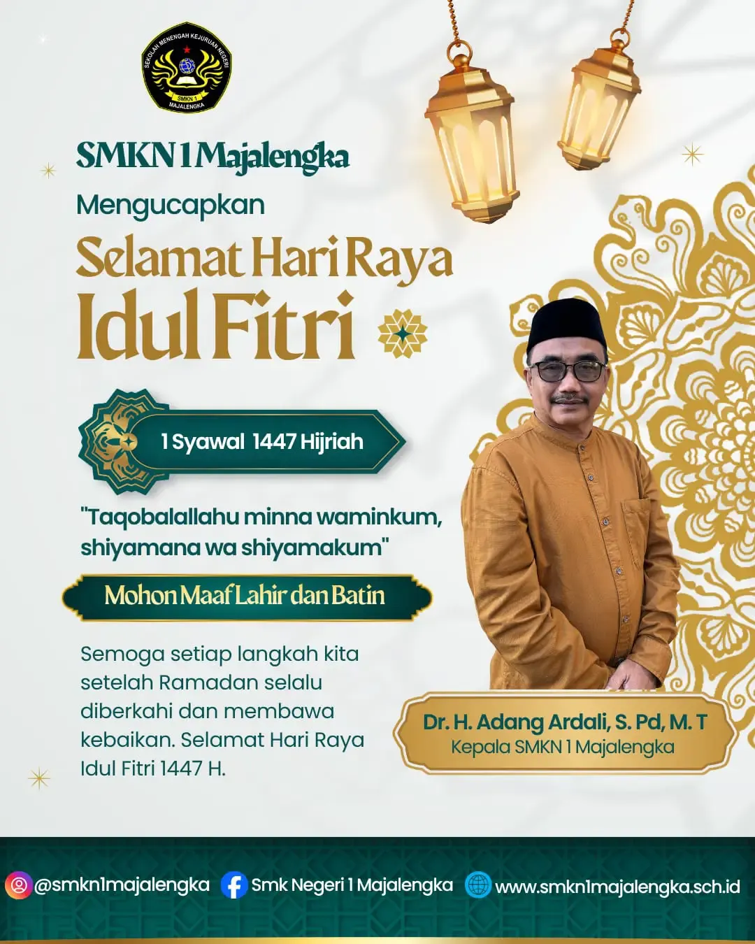 Keluarga Besar SMKN Majalengka mengucapkan Selamat Hari Raya Idul Fitri 1447 H